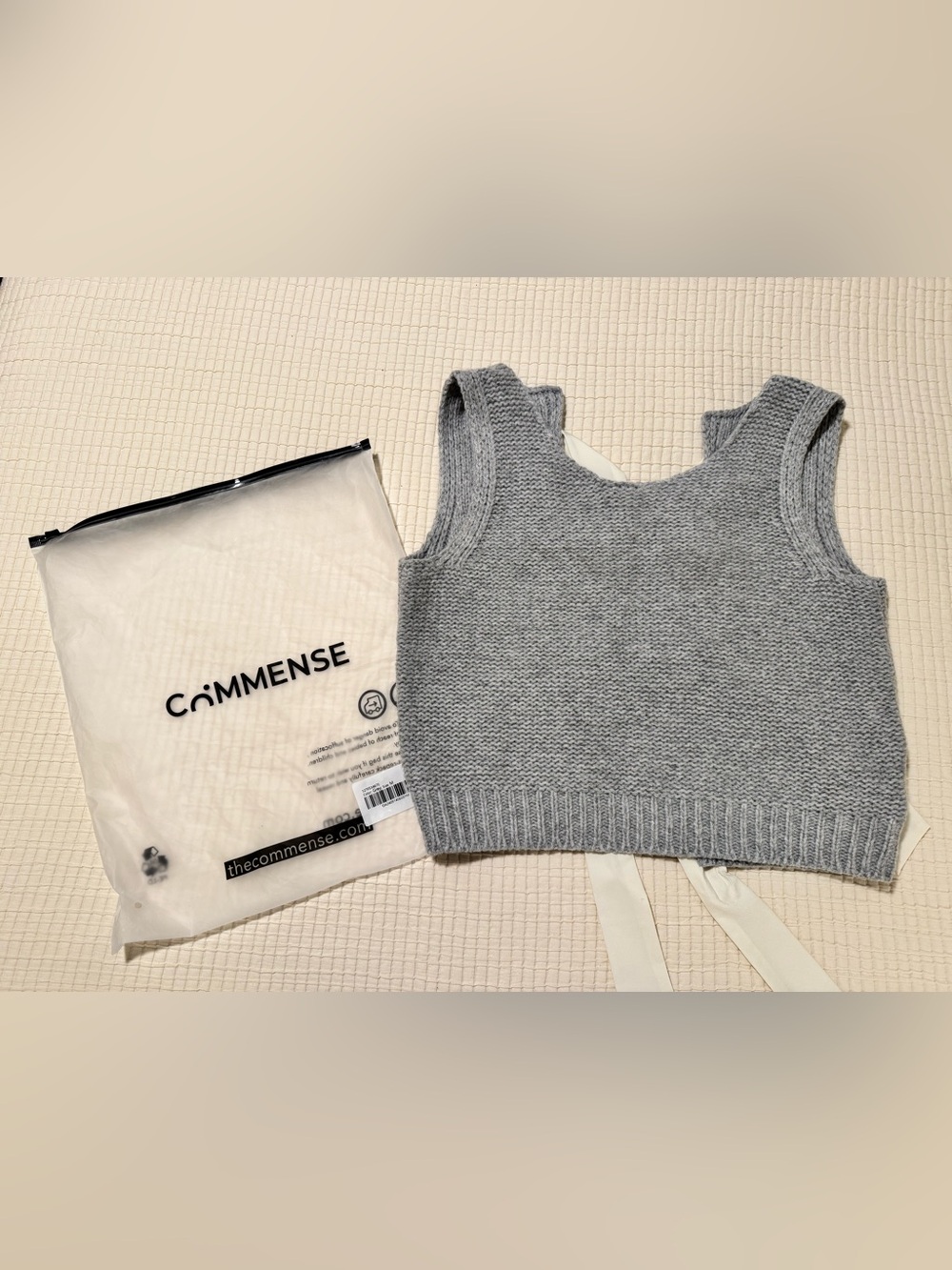 Commense Gray Knit Tie-Back Vest Never Worn